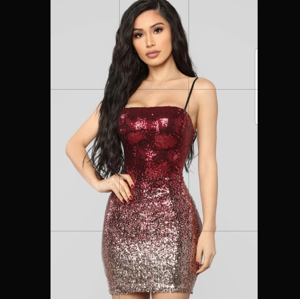 Bright Sprinkles Ombre Sequin Mini Dress - Wine